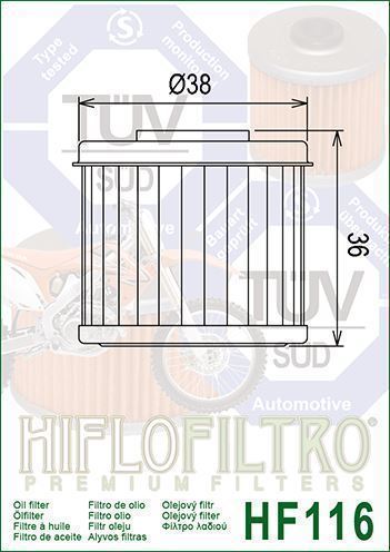 HF116 Filtro aceite HIFLOFILTRO - Imagen 2