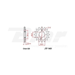 Piñon cadena JT 1401 14 Suzuki, Kawasaki - Imagen 1