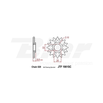 Piñon cadena  JT 1901SC 15 KTM, Husqvarna, Beta, ... - Imagen 1